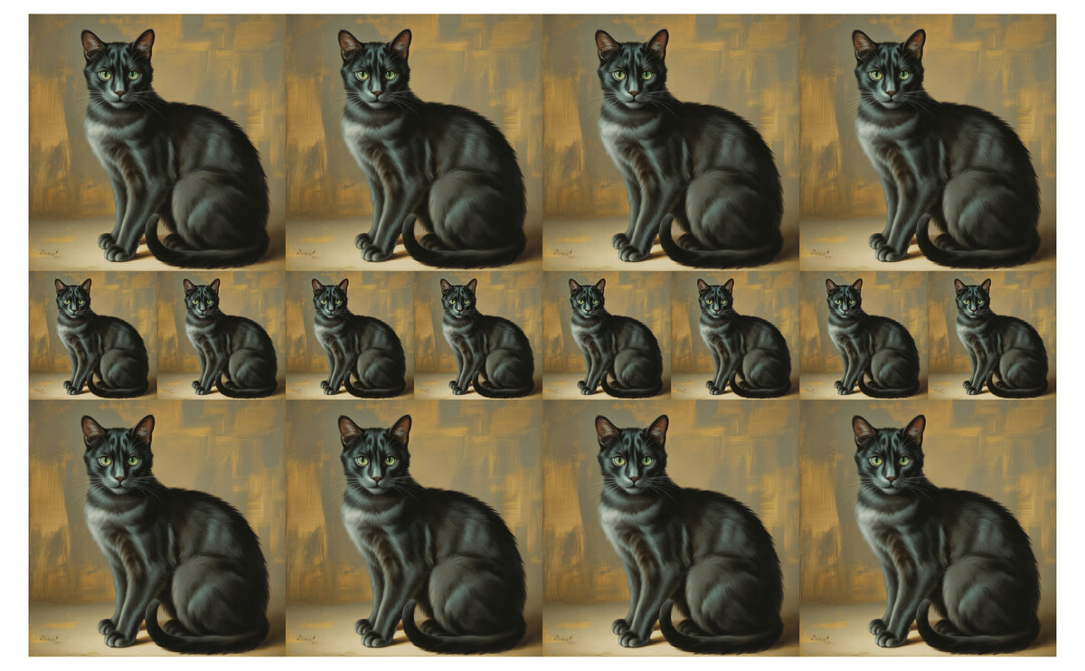 DecoCraft - Scenic Tiles Series - Oil Painting Pets - Tabby - Black