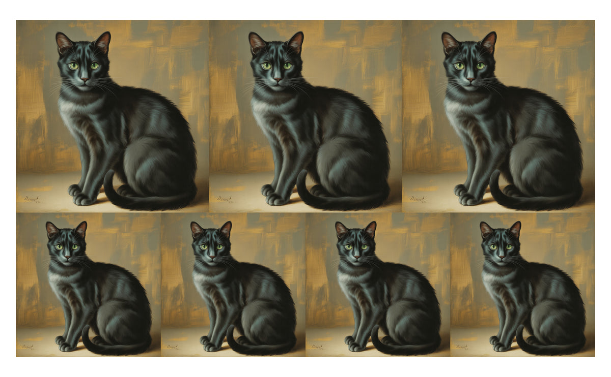 DecoCraft - Scenic Tiles Series - Oil Painting Pets - Tabby - Black