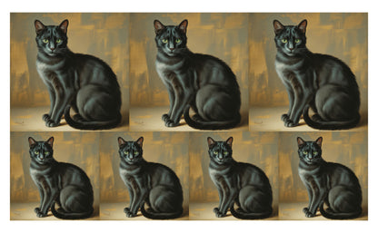 DecoCraft - Scenic Tiles Series - Oil Painting Pets - Tabby - Black