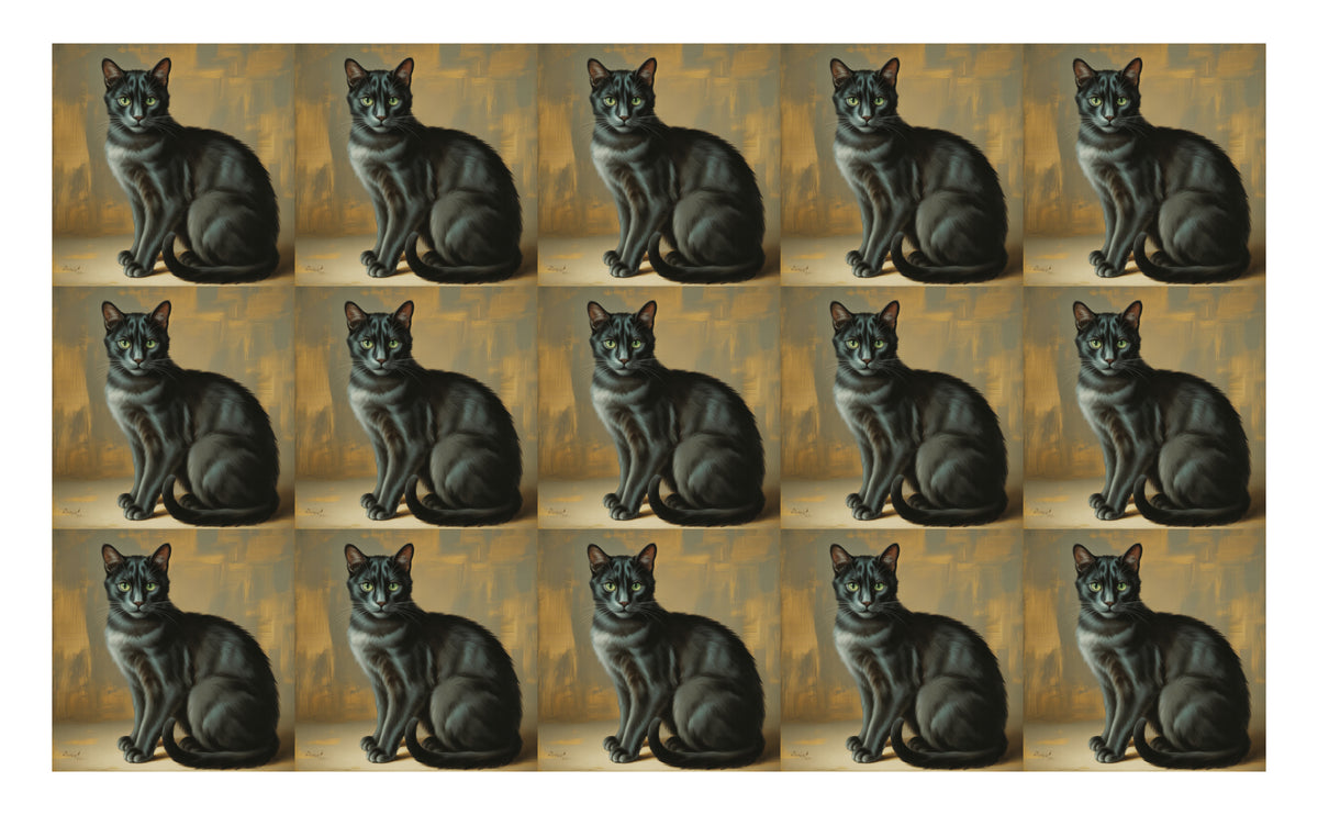 DecoCraft - Scenic Tiles Series - Oil Painting Pets - Tabby - Black