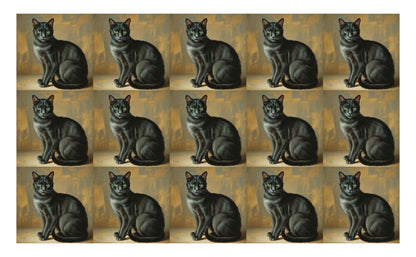 DecoCraft - Scenic Tiles Series - Oil Painting Pets - Tabby - Black