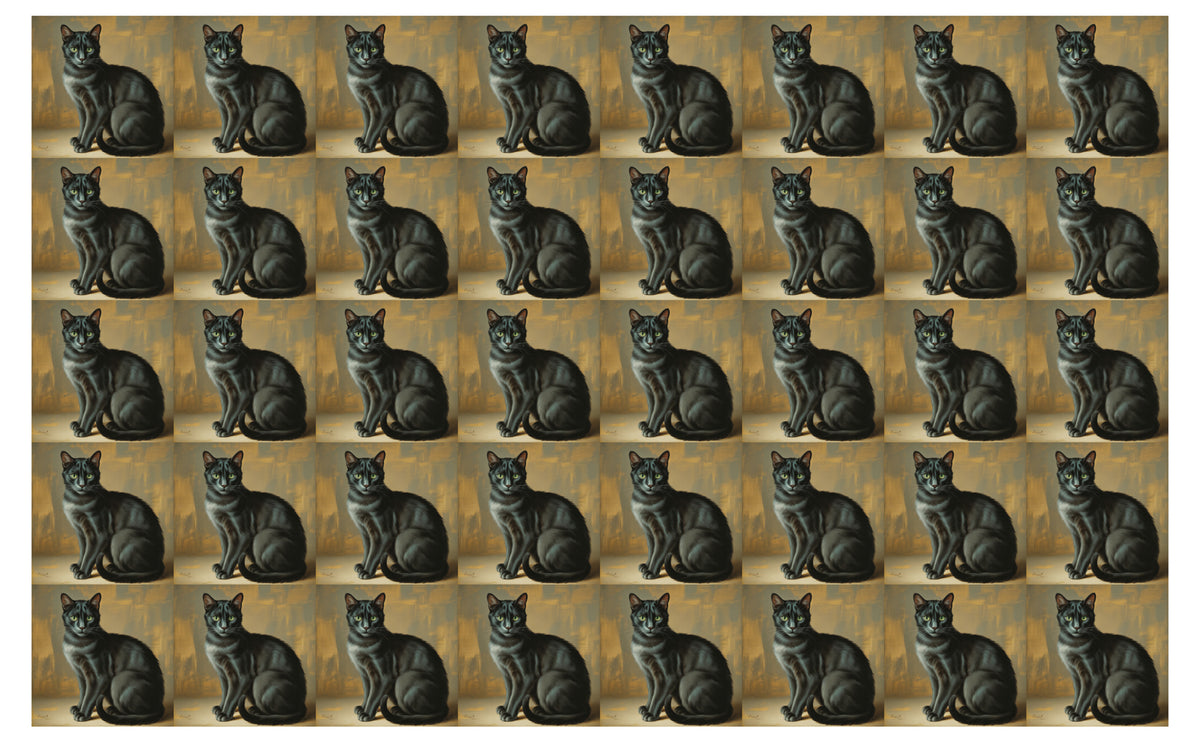 DecoCraft - Scenic Tiles Series - Oil Painting Pets - Tabby - Black