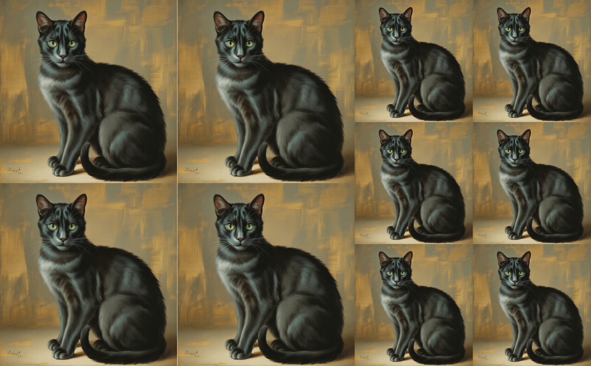 DecoCraft - Scenic Tiles Series - Oil Painting Pets - Tabby - Black