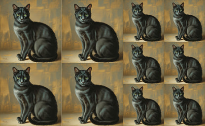DecoCraft - Scenic Tiles Series - Oil Painting Pets - Tabby - Black