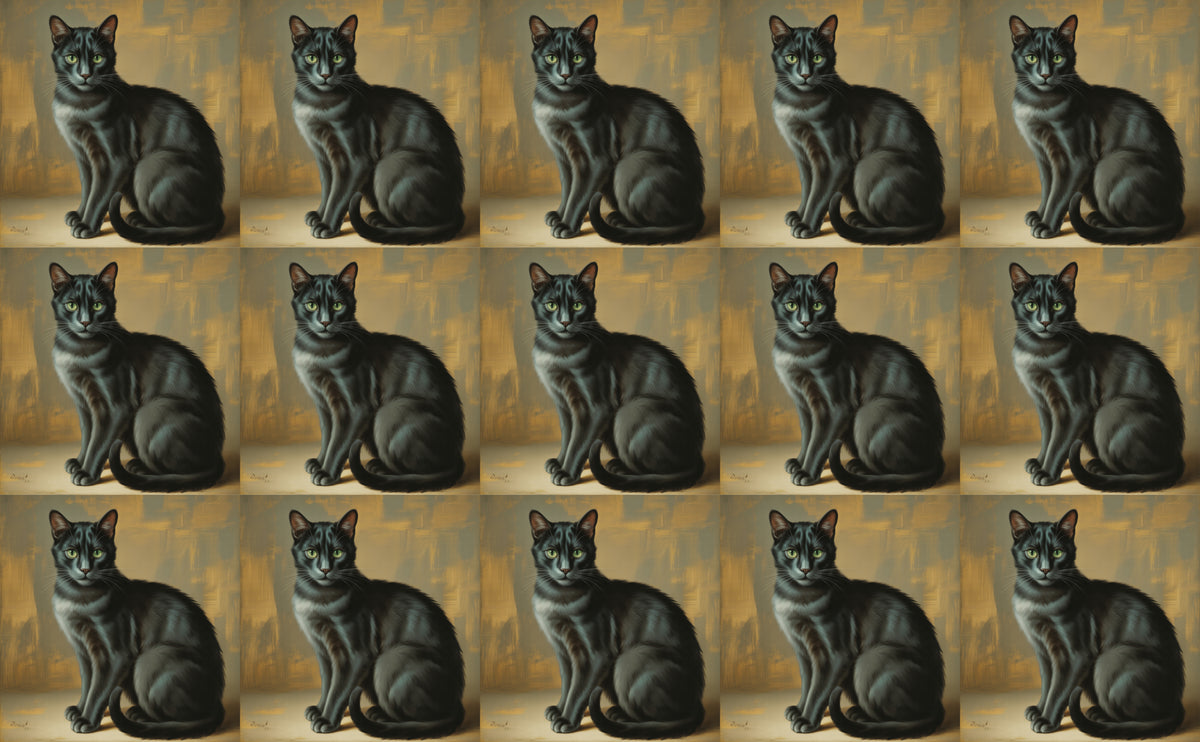 DecoCraft - Scenic Tiles Series - Oil Painting Pets - Tabby - Black