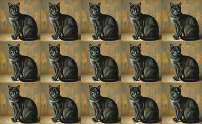 DecoCraft - Scenic Tiles Series - Oil Painting Pets - Tabby - Black