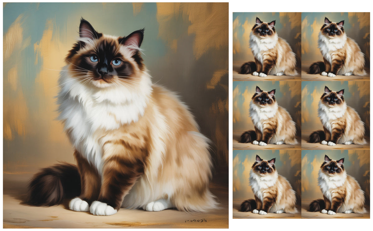 DecoCraft - Scenic Tiles Series - Oil Painting Pets - Birman