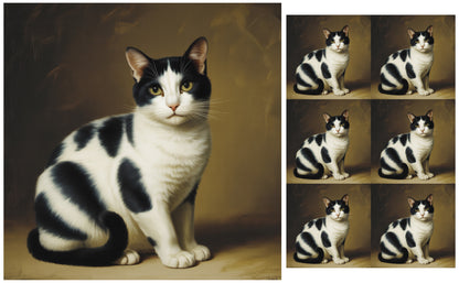 DecoCraft - Scenic Tiles Series - Oil Painting Pets - Tabby - Black and White