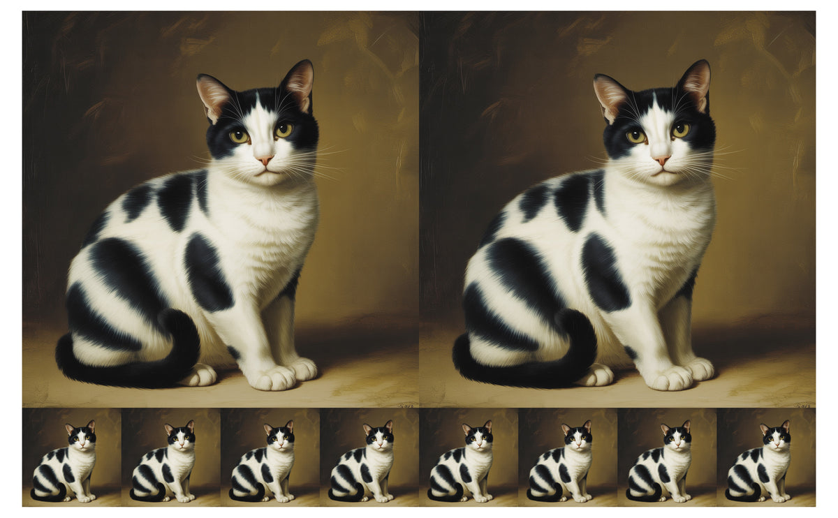 DecoCraft - Scenic Tiles Series - Oil Painting Pets - Tabby - Black and White
