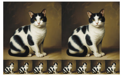 DecoCraft - Scenic Tiles Series - Oil Painting Pets - Tabby - Black and White