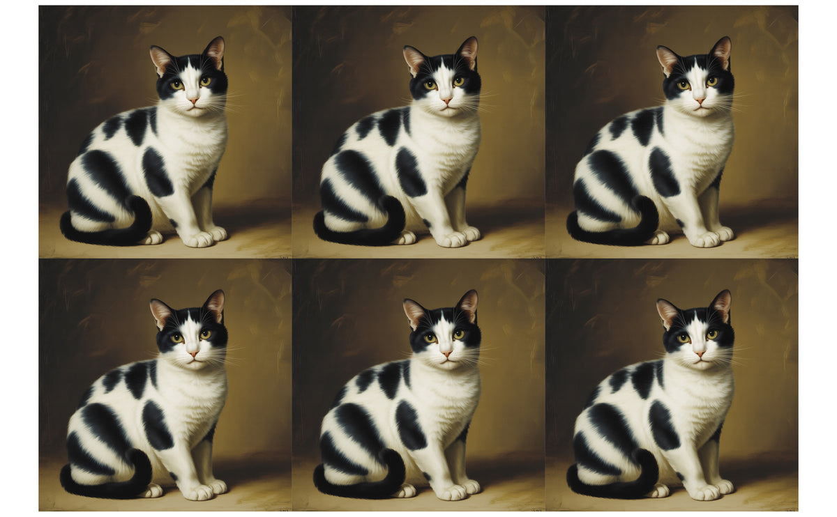 DecoCraft - Scenic Tiles Series - Oil Painting Pets - Tabby - Black and White