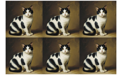 DecoCraft - Scenic Tiles Series - Oil Painting Pets - Tabby - Black and White
