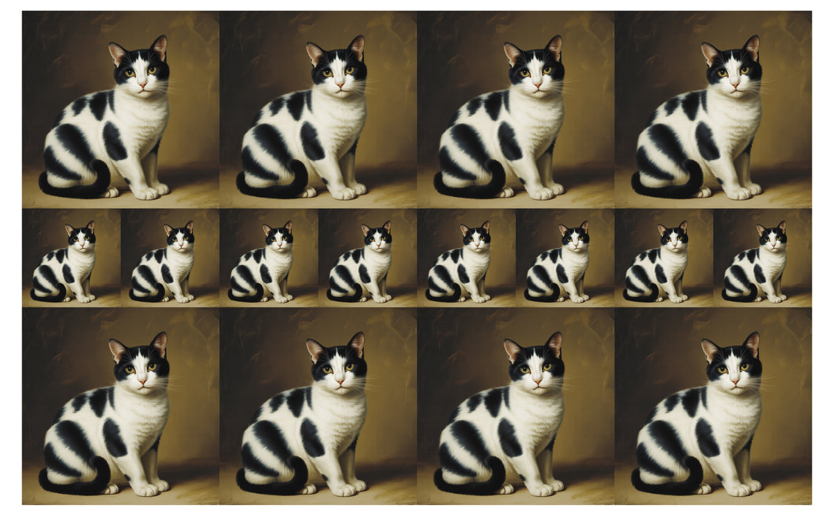 DecoCraft - Scenic Tiles Series - Oil Painting Pets - Tabby - Black and White