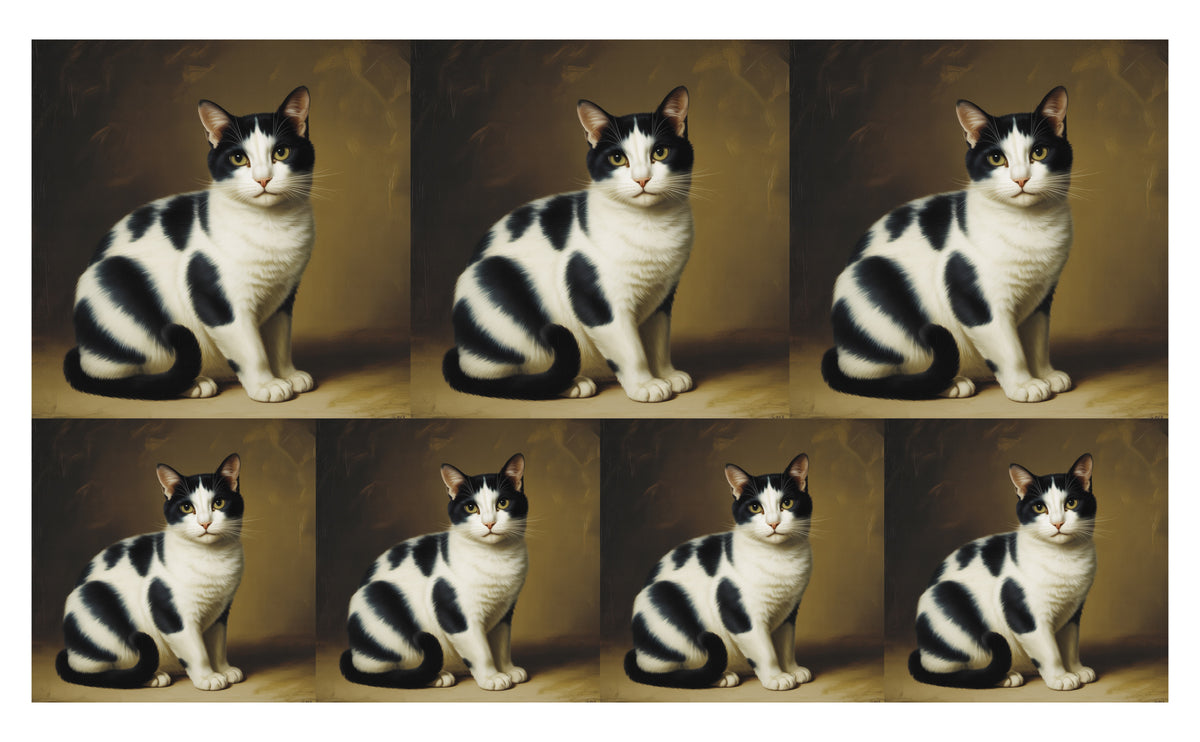 DecoCraft - Scenic Tiles Series - Oil Painting Pets - Tabby - Black and White