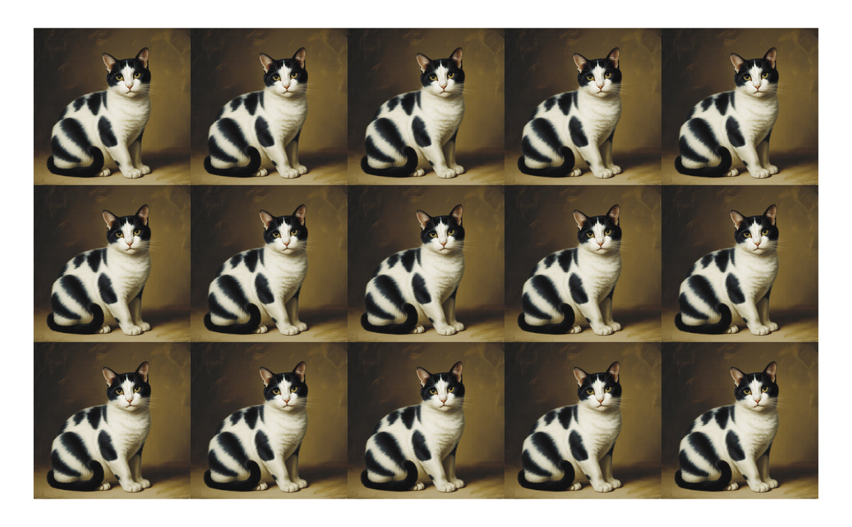 DecoCraft - Scenic Tiles Series - Oil Painting Pets - Tabby - Black and White
