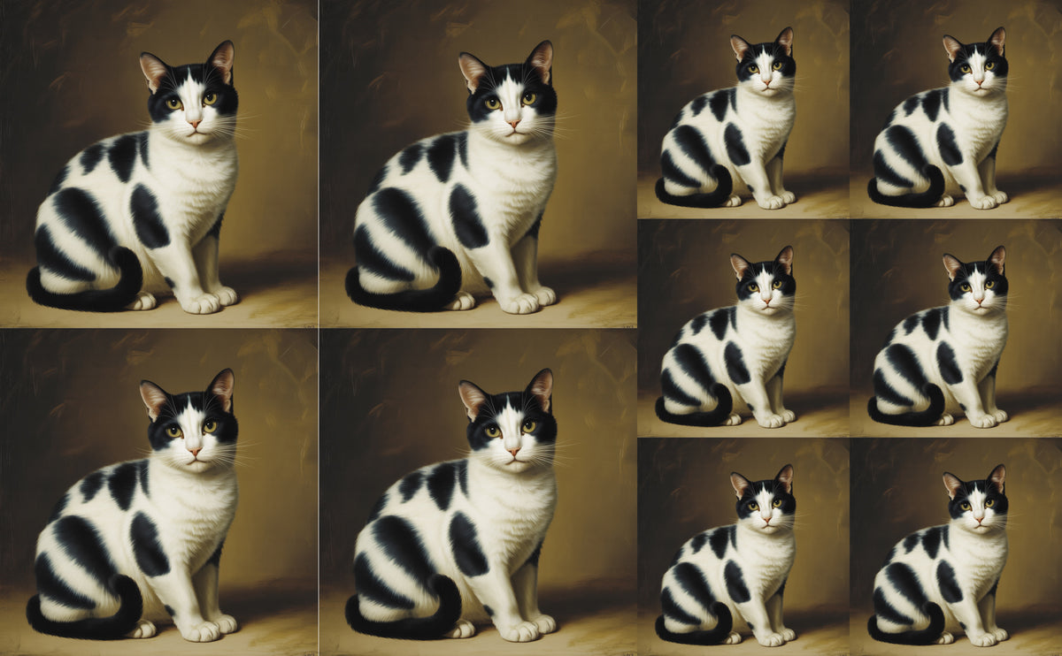 DecoCraft - Scenic Tiles Series - Oil Painting Pets - Tabby - Black and White