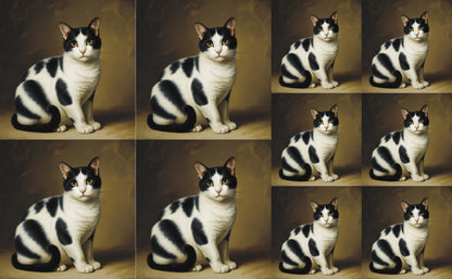 DecoCraft - Scenic Tiles Series - Oil Painting Pets - Tabby - Black and White