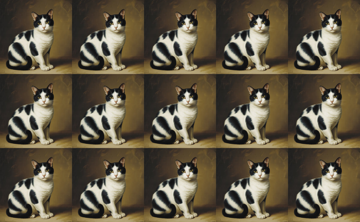 DecoCraft - Scenic Tiles Series - Oil Painting Pets - Tabby - Black and White