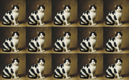DecoCraft - Scenic Tiles Series - Oil Painting Pets - Tabby - Black and White