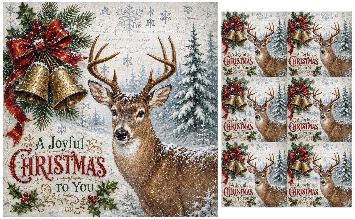 DecoCraft - Studio 1375 - Scenic Tiles Series - Christmas Postcards - Bells Across the Snow