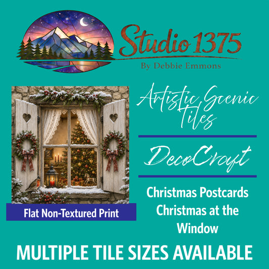 DecoCraft - Studio 1375 - Scenic Tiles Series - Christmas Postcards - Christmas at the Window
