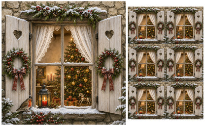DecoCraft - Studio 1375 - Scenic Tiles Series - Christmas Postcards - Christmas at the Window