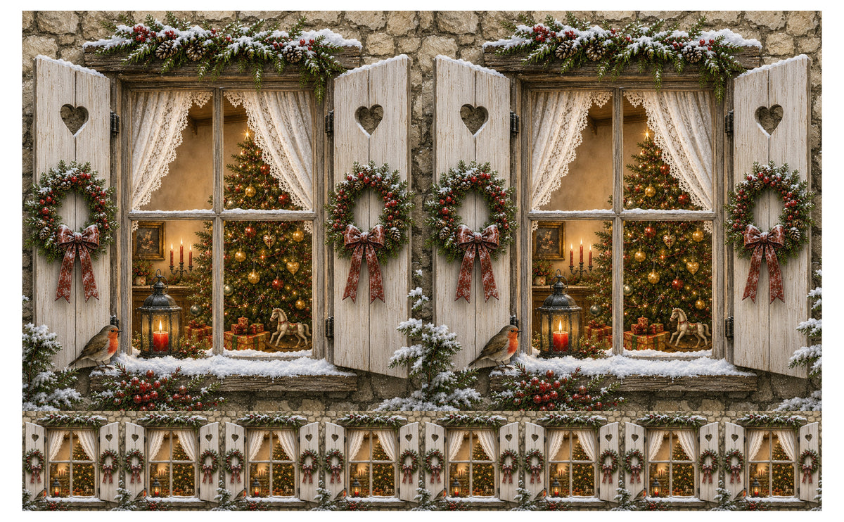 DecoCraft - Studio 1375 - Scenic Tiles Series - Christmas Postcards - Christmas at the Window