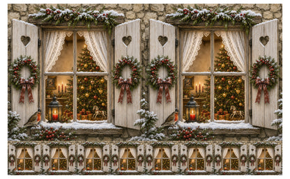 DecoCraft - Studio 1375 - Scenic Tiles Series - Christmas Postcards - Christmas at the Window