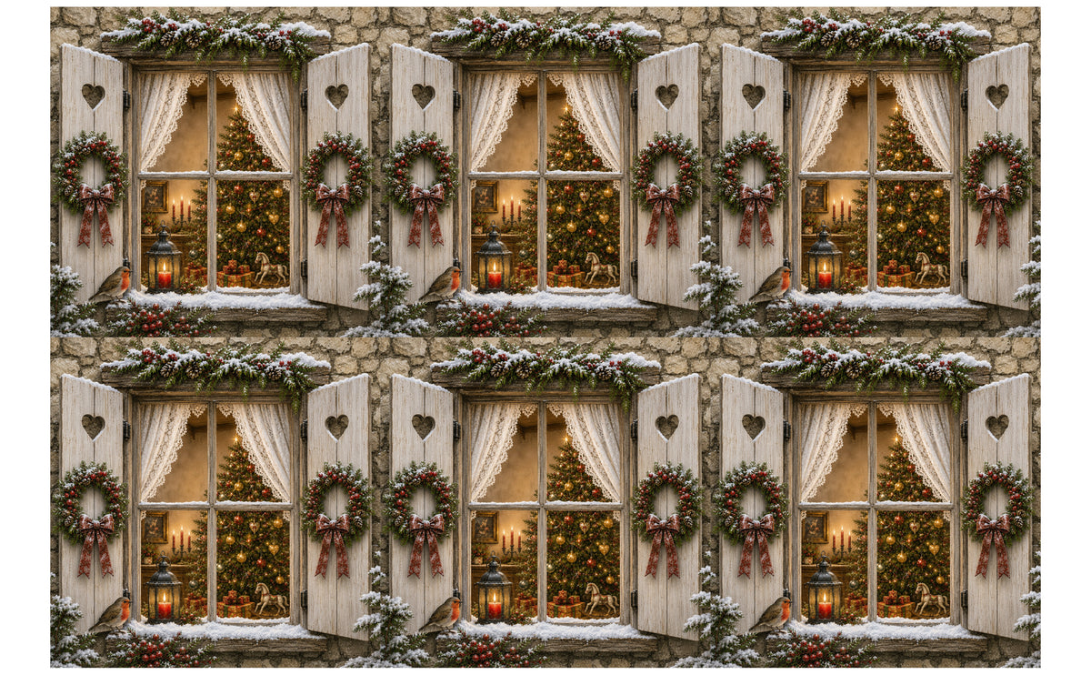 DecoCraft - Studio 1375 - Scenic Tiles Series - Christmas Postcards - Christmas at the Window