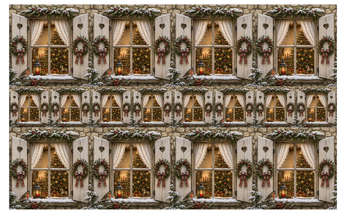 DecoCraft - Studio 1375 - Scenic Tiles Series - Christmas Postcards - Christmas at the Window