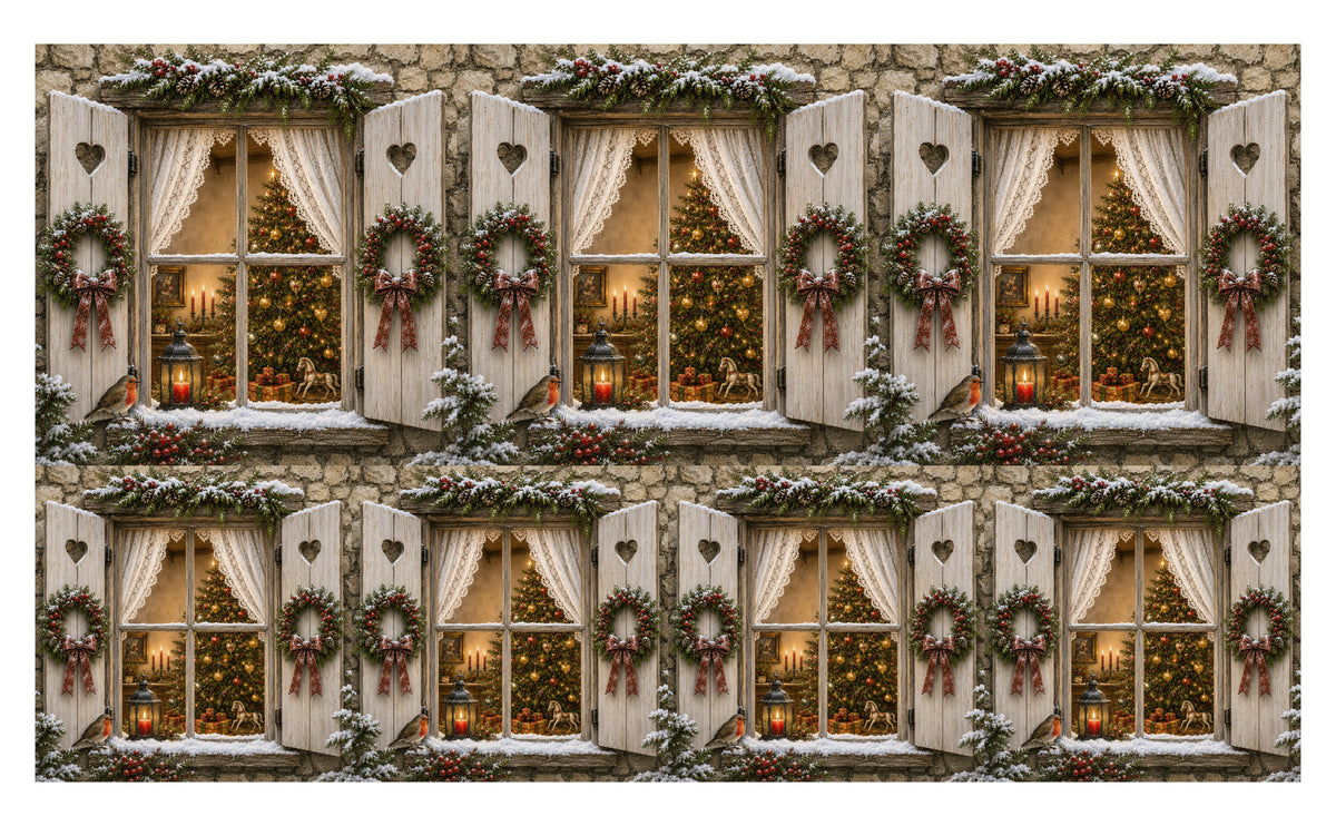 DecoCraft - Studio 1375 - Scenic Tiles Series - Christmas Postcards - Christmas at the Window
