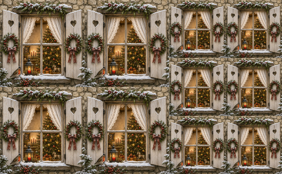 DecoCraft - Studio 1375 - Scenic Tiles Series - Christmas Postcards - Christmas at the Window