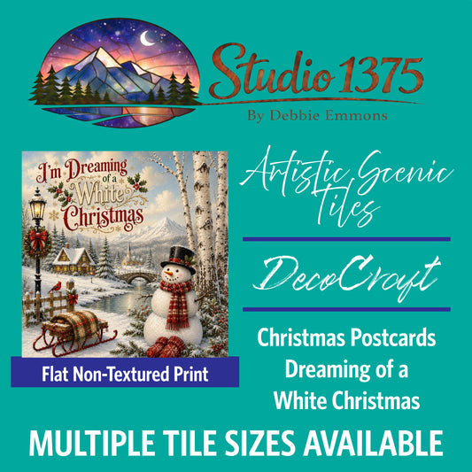 DecoCraft - Studio 1375 - Scenic Tiles Series - Christmas Postcards - Dreaming of a White Christmas