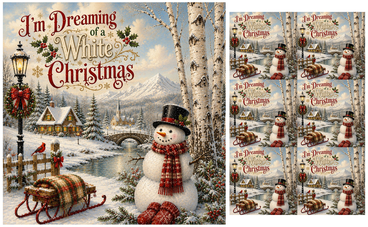 DecoCraft - Studio 1375 - Scenic Tiles Series - Christmas Postcards - Dreaming of a White Christmas