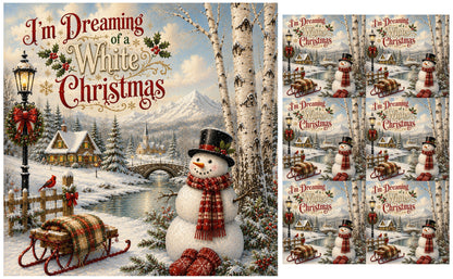 DecoCraft - Studio 1375 - Scenic Tiles Series - Christmas Postcards - Dreaming of a White Christmas