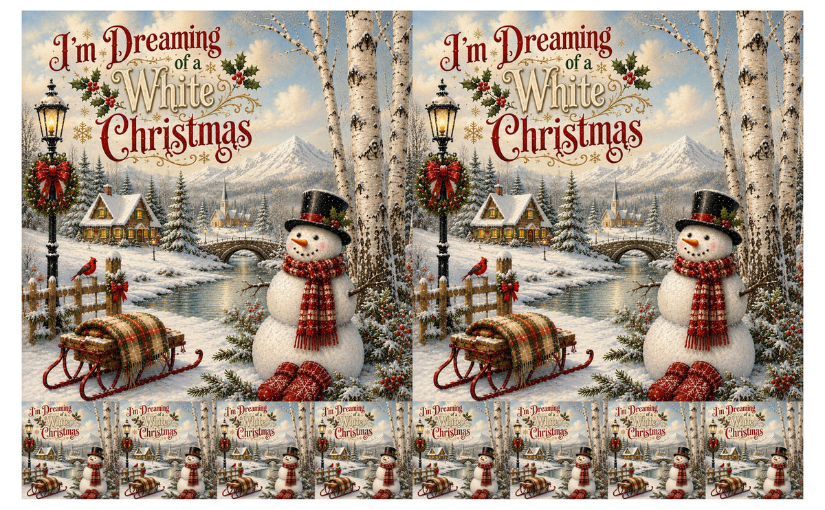DecoCraft - Studio 1375 - Scenic Tiles Series - Christmas Postcards - Dreaming of a White Christmas