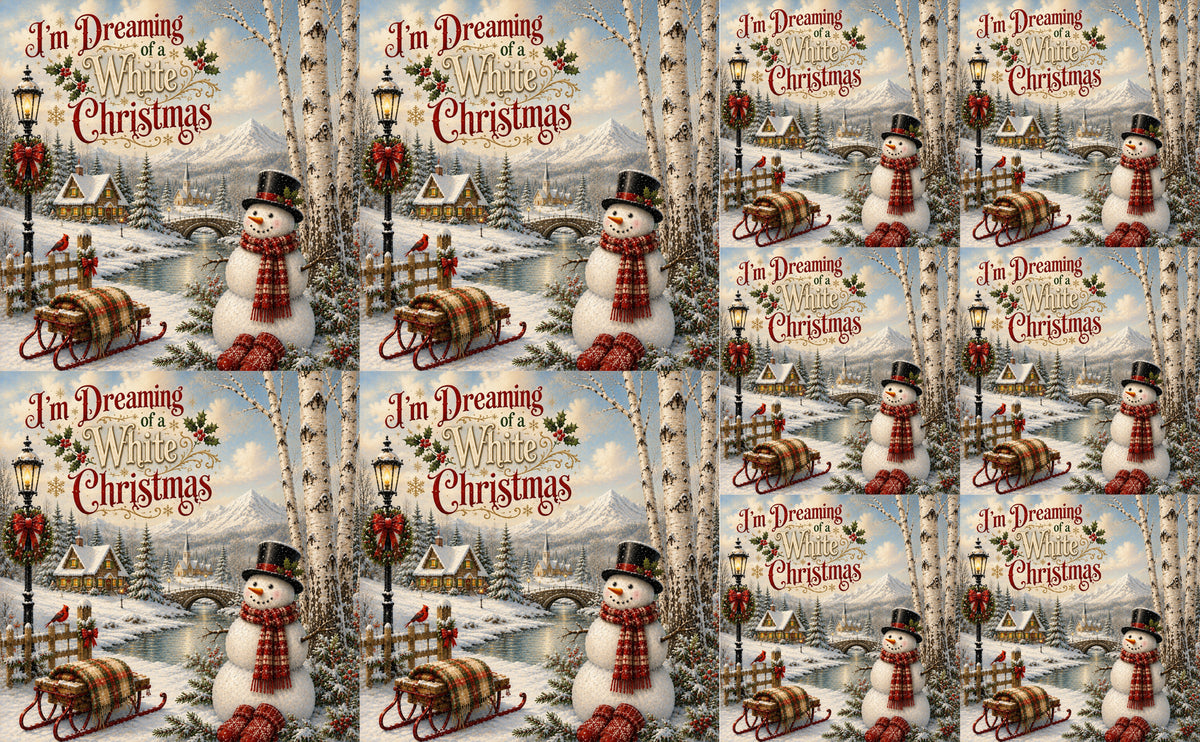 DecoCraft - Studio 1375 - Scenic Tiles Series - Christmas Postcards - Dreaming of a White Christmas