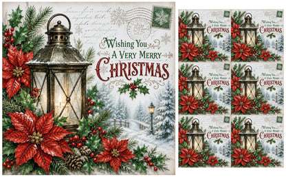 DecoCraft - Studio 1375 - Scenic Tiles Series - Christmas Postcards - Lantern Light at Christmas