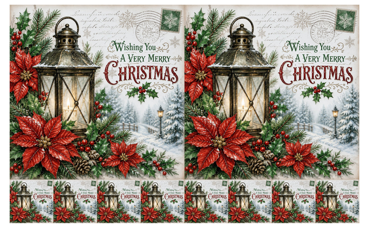 DecoCraft - Studio 1375 - Scenic Tiles Series - Christmas Postcards - Lantern Light at Christmas