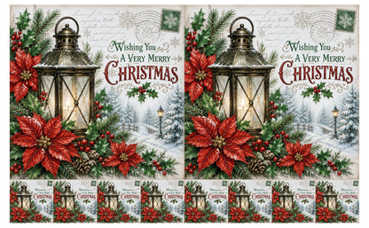 DecoCraft - Studio 1375 - Scenic Tiles Series - Christmas Postcards - Lantern Light at Christmas