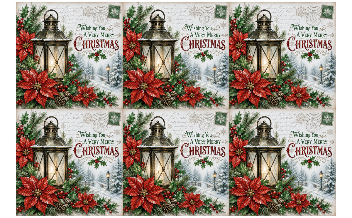 DecoCraft - Studio 1375 - Scenic Tiles Series - Christmas Postcards - Lantern Light at Christmas