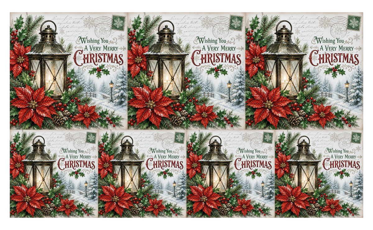 DecoCraft - Studio 1375 - Scenic Tiles Series - Christmas Postcards - Lantern Light at Christmas