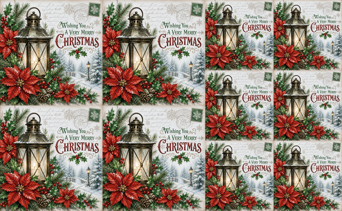 DecoCraft - Studio 1375 - Scenic Tiles Series - Christmas Postcards - Lantern Light at Christmas