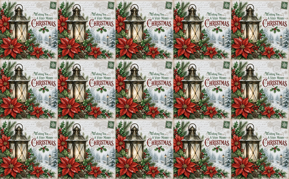 DecoCraft - Studio 1375 - Scenic Tiles Series - Christmas Postcards - Lantern Light at Christmas
