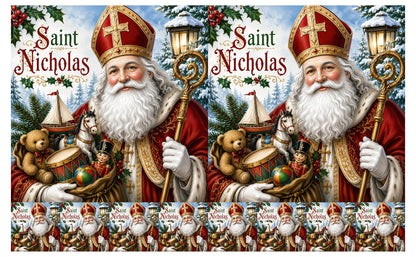 DecoCraft - Studio 1375 - Scenic Tiles Series - Christmas Postcards - St. Nicholas and Christmas Treasures