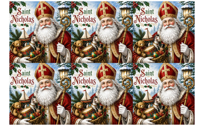 DecoCraft - Studio 1375 - Scenic Tiles Series - Christmas Postcards - St. Nicholas and Christmas Treasures
