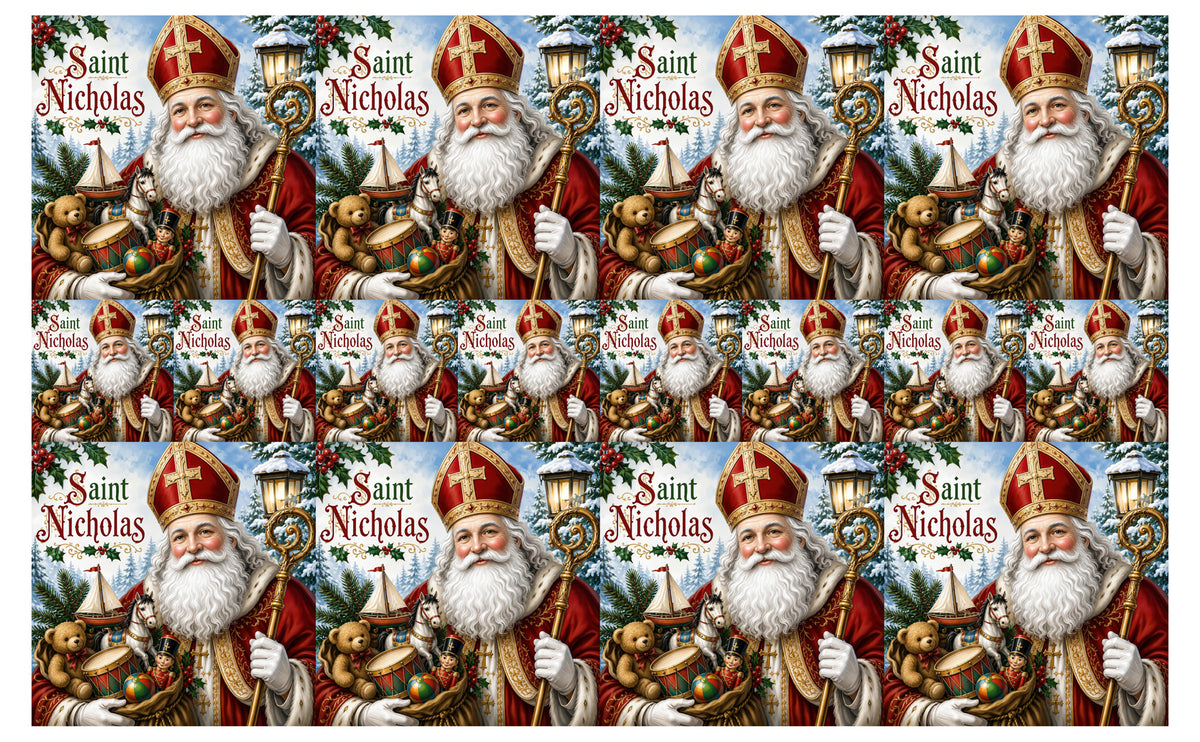 DecoCraft - Studio 1375 - Scenic Tiles Series - Christmas Postcards - St. Nicholas and Christmas Treasures