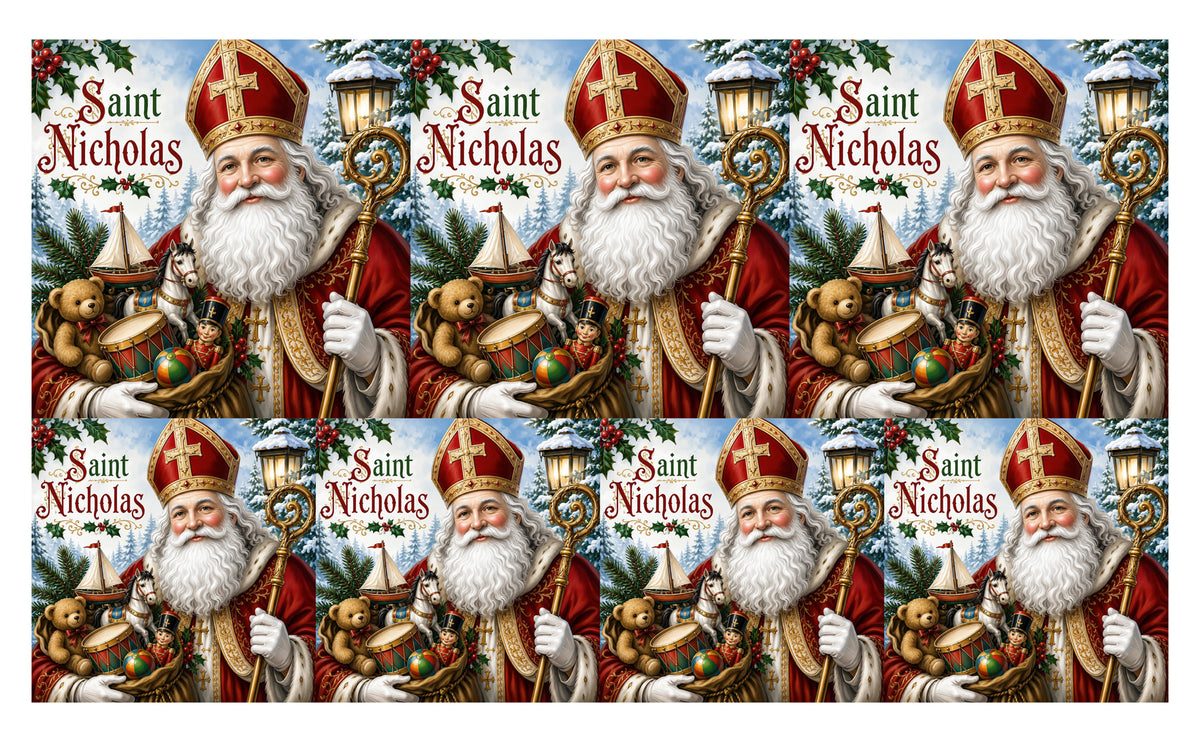 DecoCraft - Studio 1375 - Scenic Tiles Series - Christmas Postcards - St. Nicholas and Christmas Treasures
