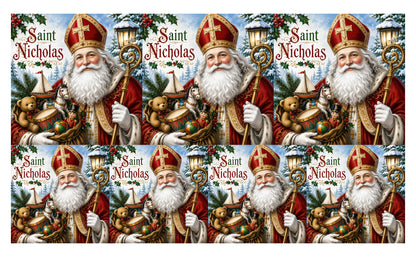 DecoCraft - Studio 1375 - Scenic Tiles Series - Christmas Postcards - St. Nicholas and Christmas Treasures