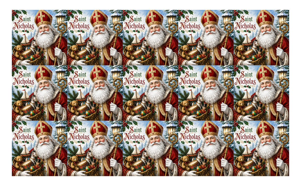 DecoCraft - Studio 1375 - Scenic Tiles Series - Christmas Postcards - St. Nicholas and Christmas Treasures